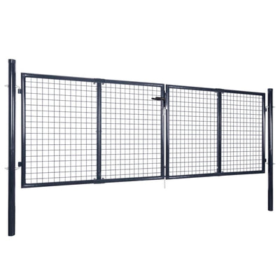 vidaXL Mesh Garden Gate Galvanised Steel 289x100 cm Grey