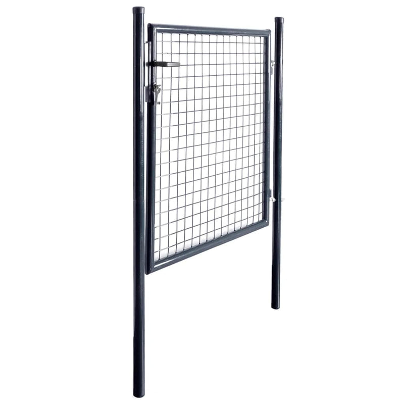 vidaXL Mesh Garden Gate Galvanised Steel 100x125 cm Grey