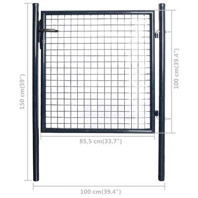 vidaXL Mesh Garden Gate Galvanised Steel 100x125 cm Grey