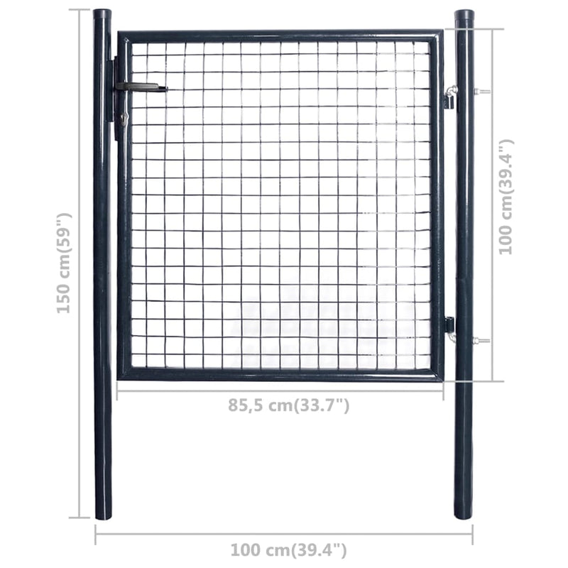 vidaXL Mesh Garden Gate Galvanised Steel 100x125 cm Grey