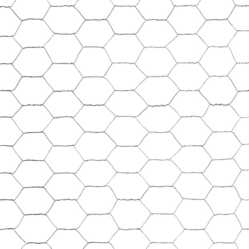 vidaXL Chicken Wire Fence Galvanised Steel 25x1.5 m Silver