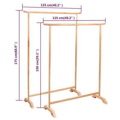 vidaXL Clothes Racks 2 pcs Solid Oak Wood