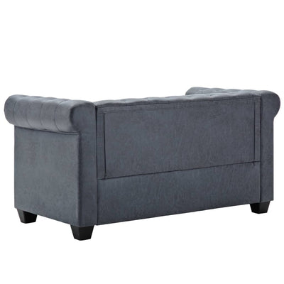 vidaXL 2-Seater Chesterfield Sofa Artificial Suede Leather Grey