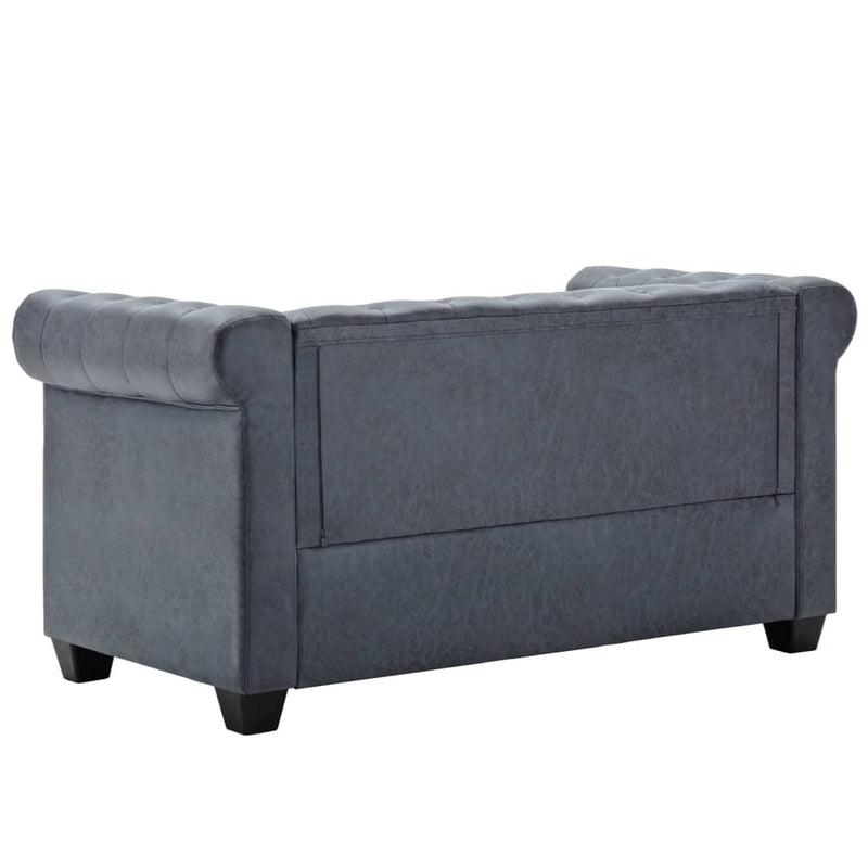 vidaXL 2-Seater Chesterfield Sofa Artificial Suede Leather Grey