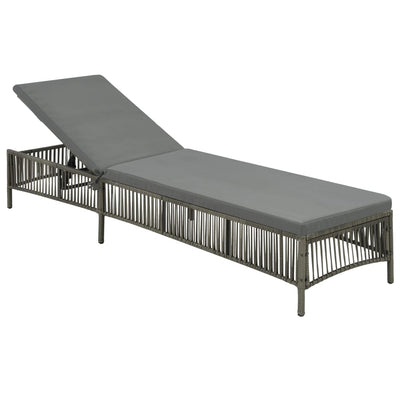 vidaXL Sun Lounger with Cushion Poly Rattan Grey