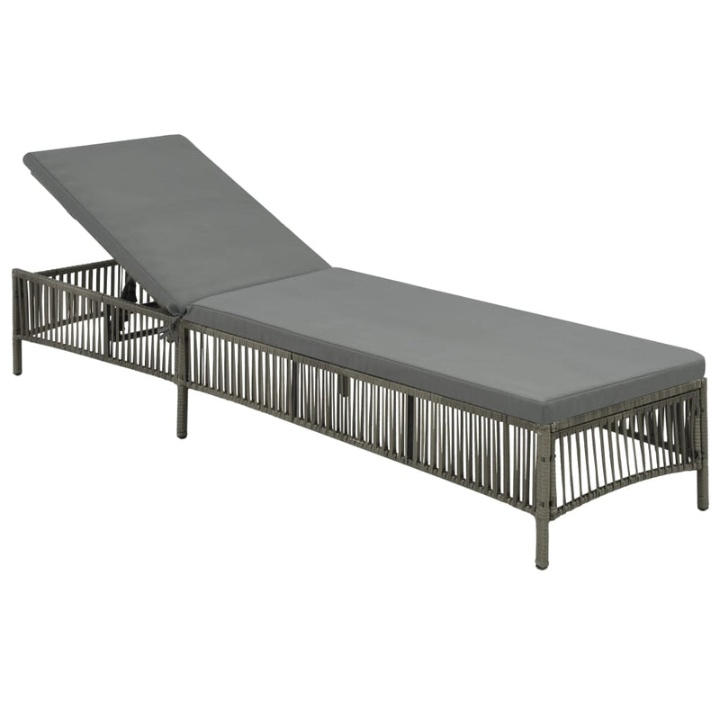 vidaXL Sun Lounger with Cushion Poly Rattan Grey