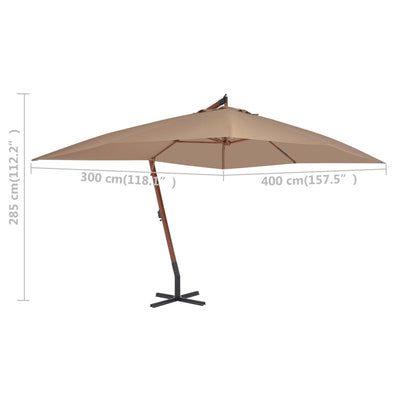 vidaXL Cantilever Garden Parasol with Wooden Pole 400x300 cm Anthracite