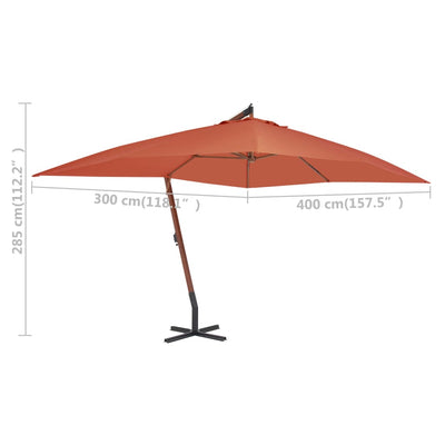 vidaXL Cantilever Garden Parasol with Wooden Pole 400x300 cm Anthracite