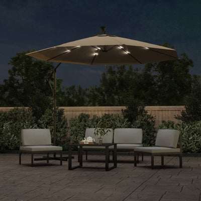 vidaXL Cantilever Garden Parasol with LED Lights and Steel Pole 300 cm Anthracite