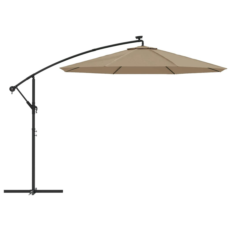 vidaXL Cantilever Garden Parasol with LED Lights and Steel Pole 300 cm Anthracite