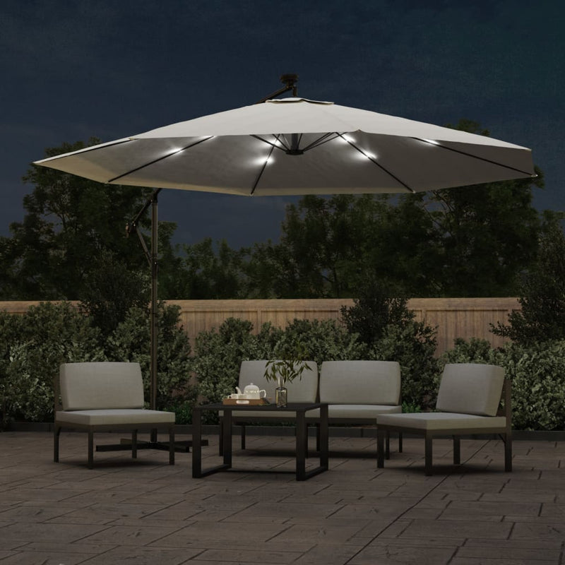 vidaXL Cantilever Garden Parasol with LED Lights and Metal Pole 350 cm Anthracite
