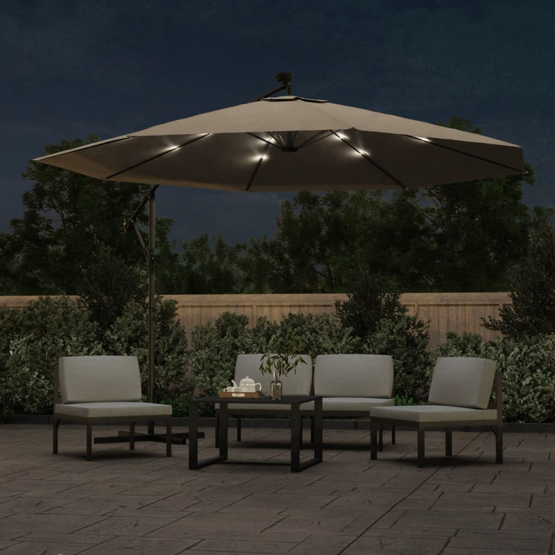 vidaXL Cantilever Garden Parasol with LED Lights and Metal Pole 350 cm Anthracite