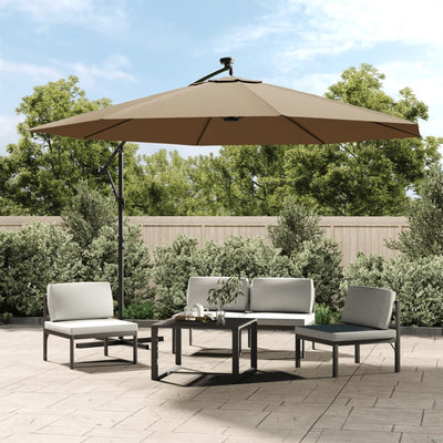 vidaXL Cantilever Garden Parasol with LED Lights and Metal Pole 350 cm Anthracite