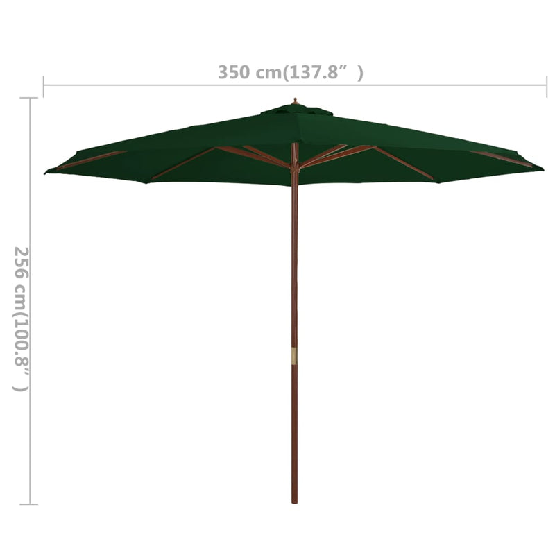 vidaXL Garden Parasol with Wooden Pole 350 cm Anthracite