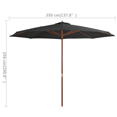 vidaXL Garden Parasol with Wooden Pole 350 cm Anthracite