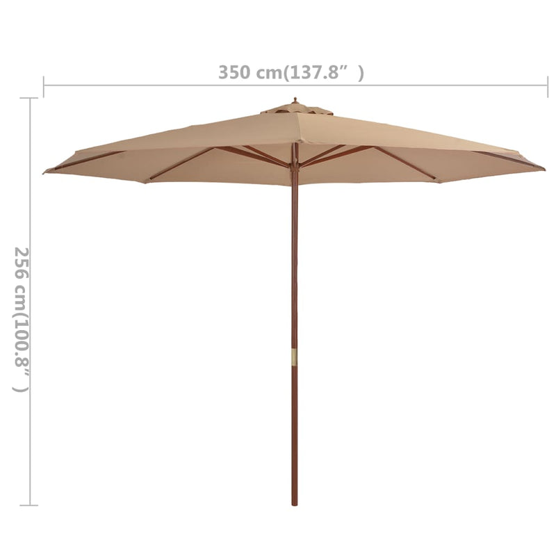 vidaXL Garden Parasol with Wooden Pole 350 cm Anthracite