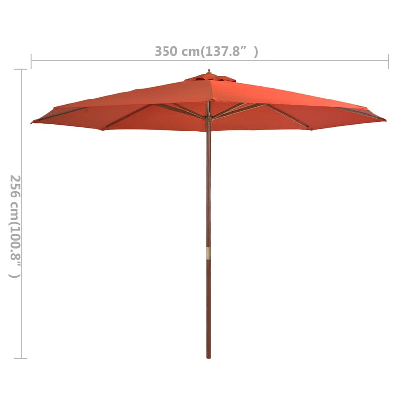 vidaXL Garden Parasol with Wooden Pole 350 cm Anthracite