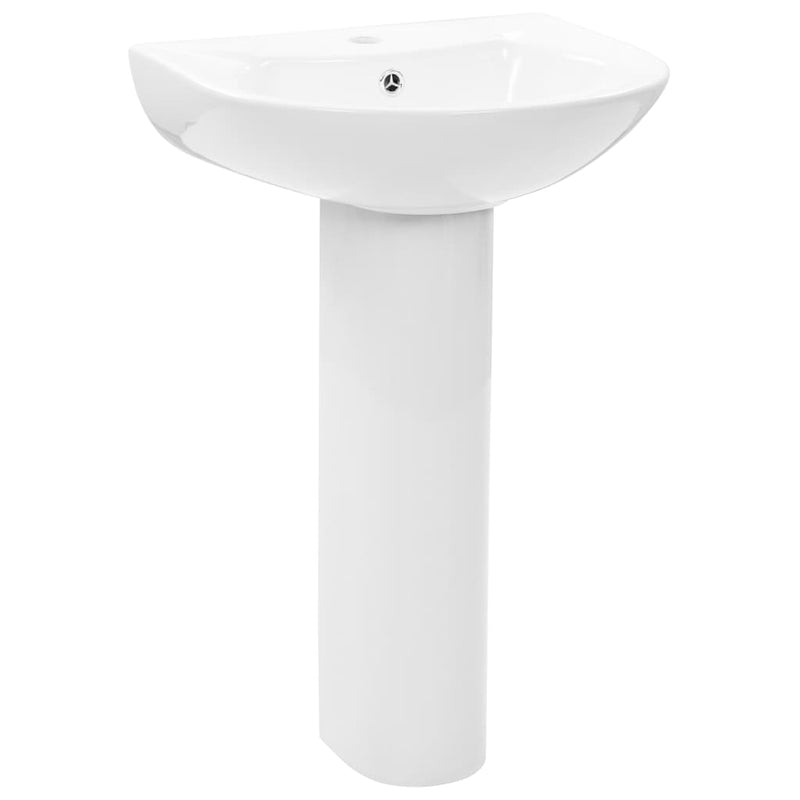 vidaXL Freestanding Basin with Pedestal Ceramic White 650x520x200 mm