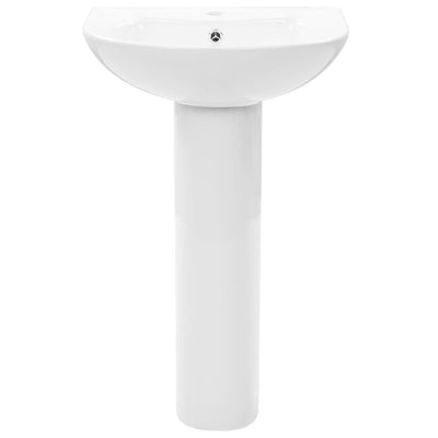 vidaXL Freestanding Basin with Pedestal Ceramic White 650x520x200 mm