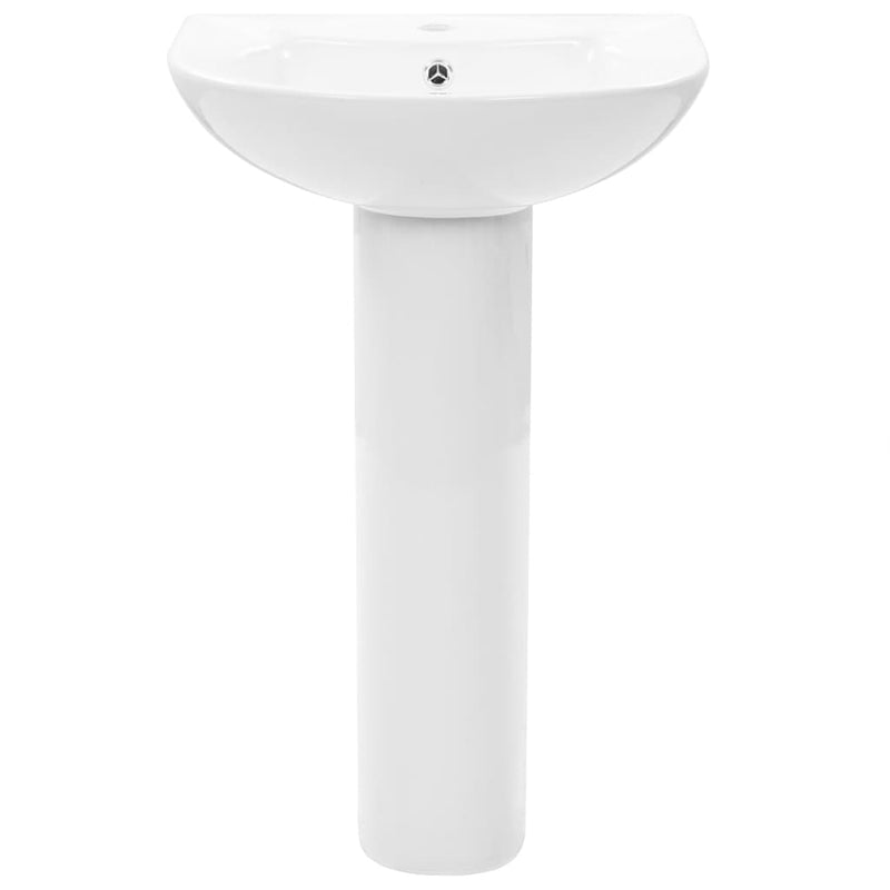 vidaXL Freestanding Basin with Pedestal Ceramic White 650x520x200 mm