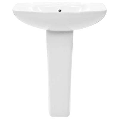 vidaXL Freestanding Basin with Pedestal Ceramic White 650x520x200 mm