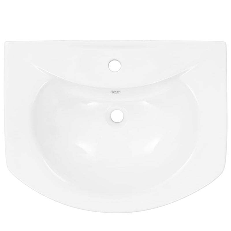 vidaXL Freestanding Basin with Pedestal Ceramic White 650x520x200 mm