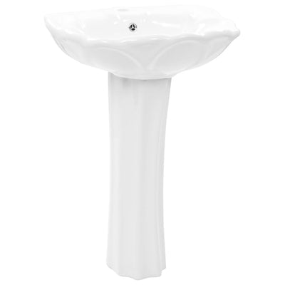 vidaXL Freestanding Basin with Pedestal Ceramic White 650x520x200 mm