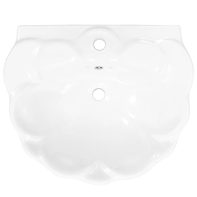 vidaXL Freestanding Basin with Pedestal Ceramic White 650x520x200 mm