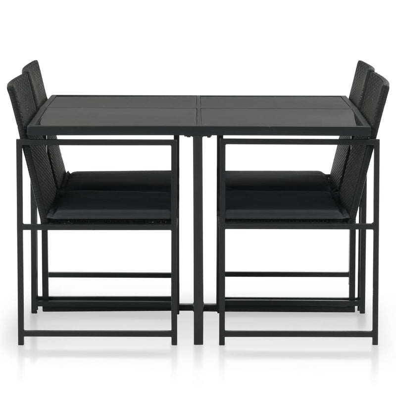 vidaXL 5 Piece Outdoor Dining Set with Cushions Poly Rattan Black