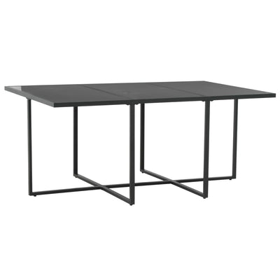 vidaXL 7 Piece Outdoor Dining Set with Cushions Poly Rattan Black