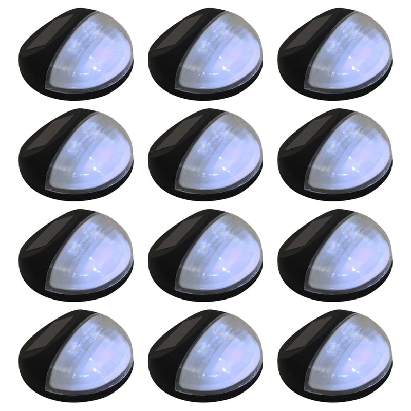 vidaXL Outdoor Solar Wall Lamps LED 12 pcs Round Black