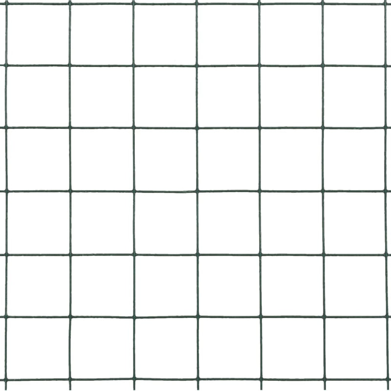vidaXL Chicken Wire Fence Steel with PVC Coating 10x1.5 m Green