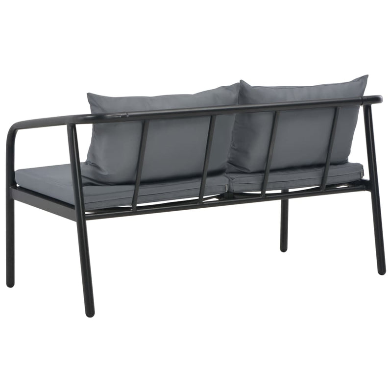 vidaXL 2 Seater Garden Bench with Cushions Grey Aluminium