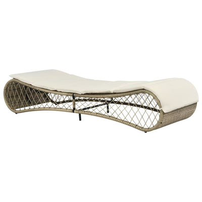 vidaXL Sun Lounger with Cushion Poly Rattan Grey