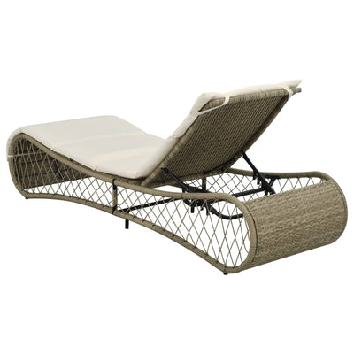 vidaXL Sun Lounger with Cushion Poly Rattan Grey