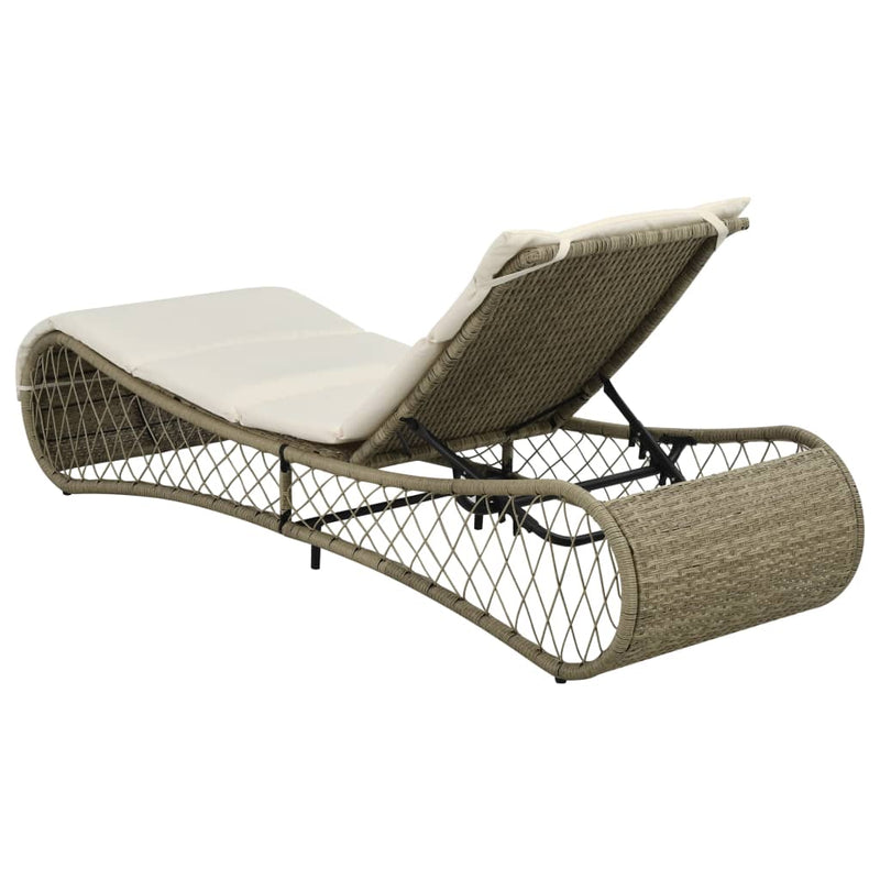 vidaXL Sun Lounger with Cushion Poly Rattan Grey