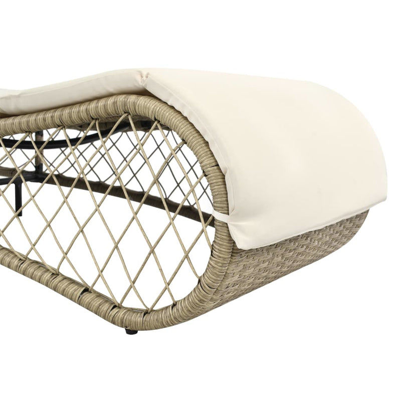 vidaXL Sun Lounger with Cushion Poly Rattan Grey