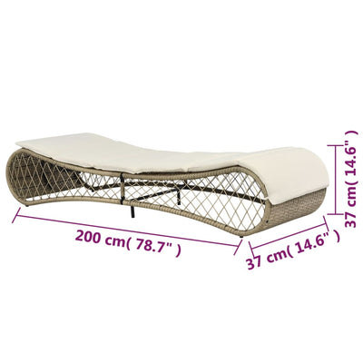 vidaXL Sun Lounger with Cushion Poly Rattan Grey