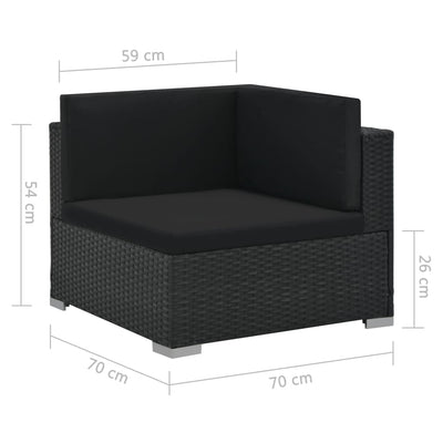 vidaXL 6 Piece Garden Lounge Set with Cushions Poly Rattan Black