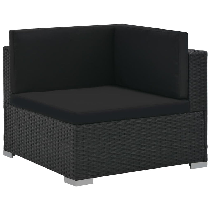 vidaXL 6 Piece Garden Lounge Set with Cushions Poly Rattan Black
