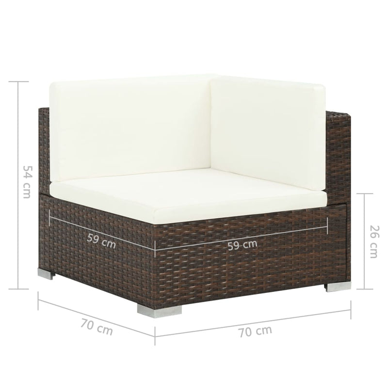 vidaXL 7 Piece Garden Lounge Set with Cushions Poly Rattan Brown