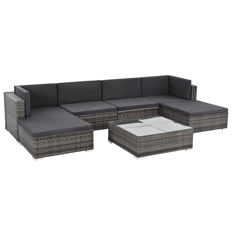 vidaXL 7 Piece Garden Lounge Set with Cushions Poly Rattan Brown
