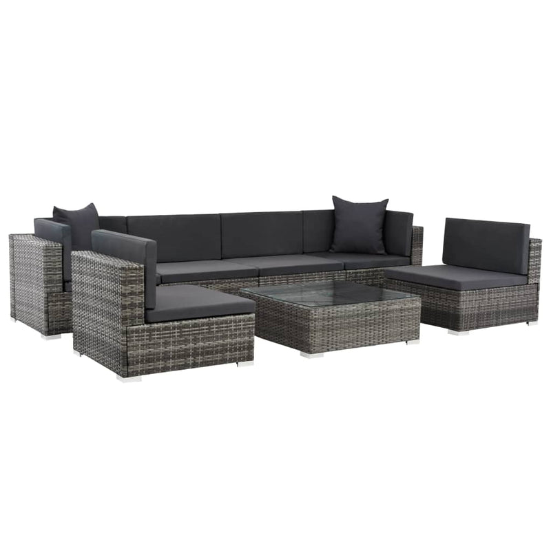 vidaXL 7 Piece Garden Lounge Set with Cushions Poly Rattan Black