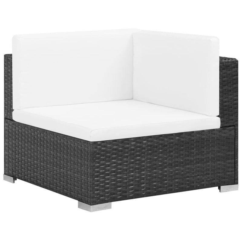 vidaXL 6 Piece Garden Lounge Set with Cushions Poly Rattan Black