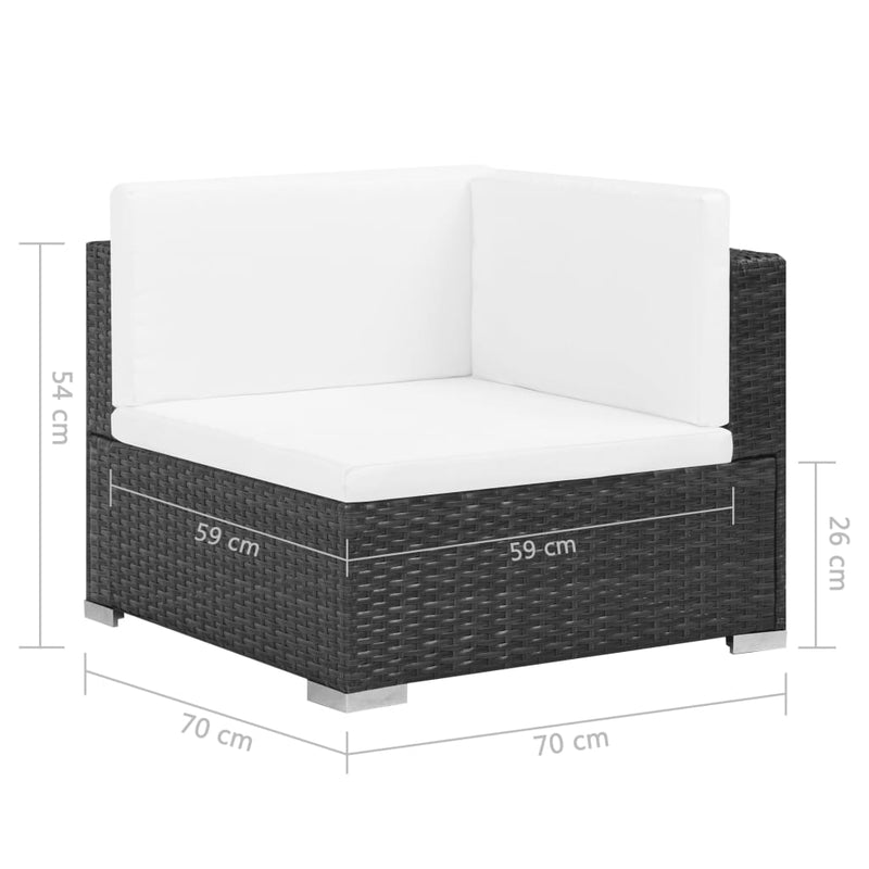 vidaXL 6 Piece Garden Lounge Set with Cushions Poly Rattan Black