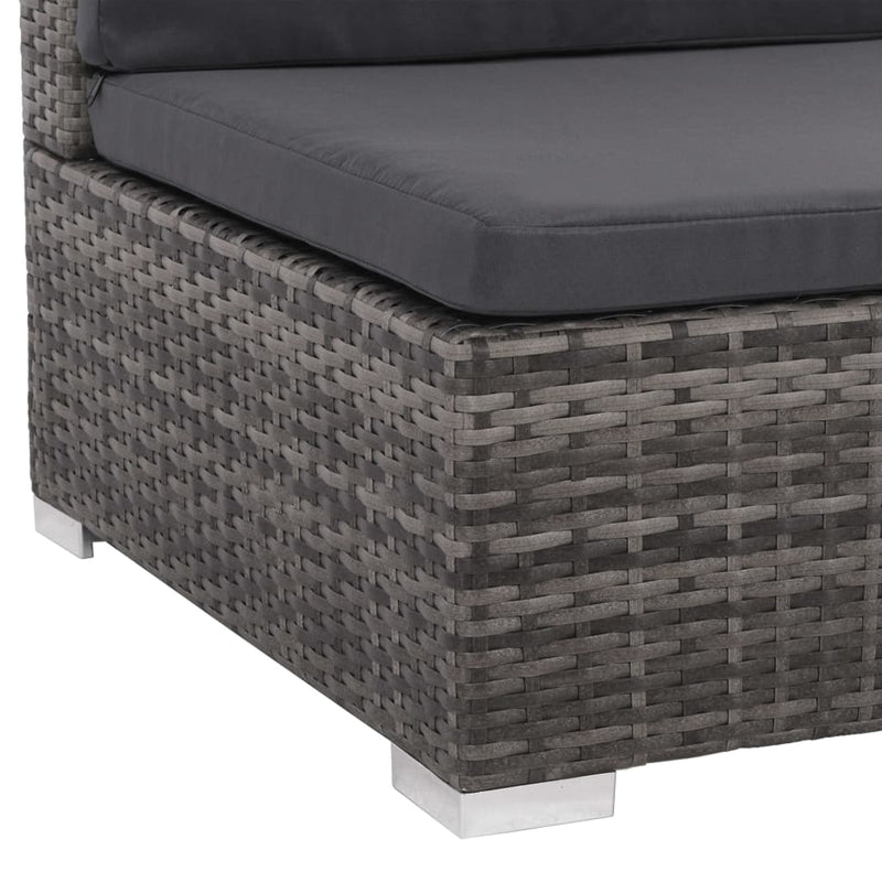 vidaXL 6 Piece Garden Lounge Set with Cushions Poly Rattan Grey