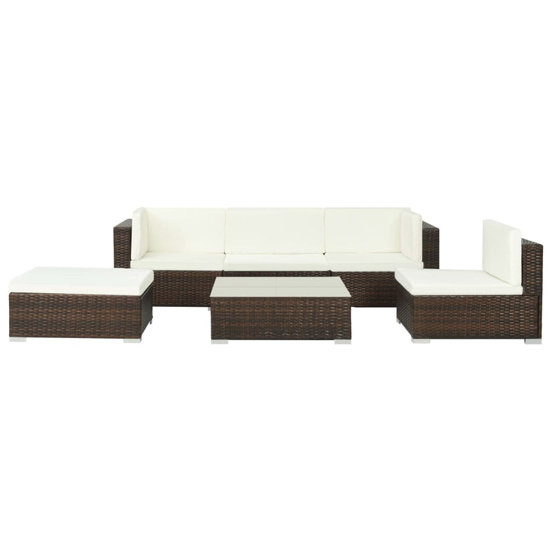 vidaXL 6 Piece Garden Lounge Set with Cushions Poly Rattan Brown
