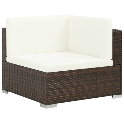 vidaXL 6 Piece Garden Lounge Set with Cushions Poly Rattan Brown