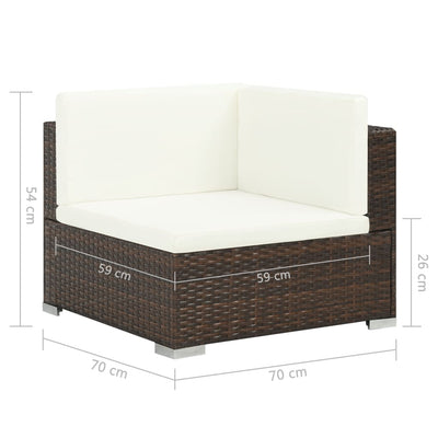 vidaXL 6 Piece Garden Lounge Set with Cushions Poly Rattan Brown