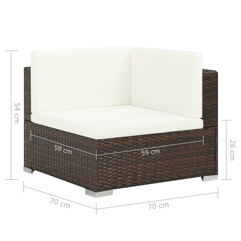 vidaXL 6 Piece Garden Lounge Set with Cushions Poly Rattan Brown